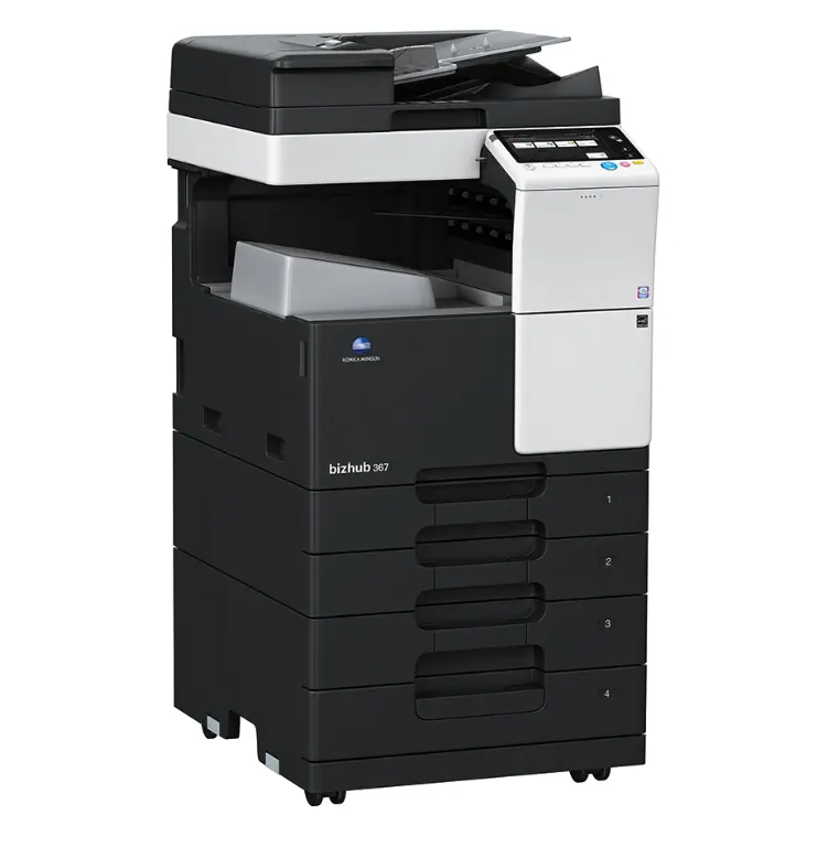 Konica Minolta bizhub 367 – lewy profil – profesjonalny serwis i sprzedaż kserokopiarek w Gliwicach.