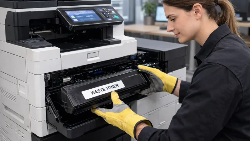 Jak wymienić pojemnik na zużyty toner w kserokopiarce
